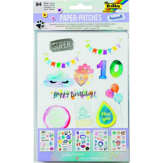 Kartonasti izrezki Paper-patches Aquarell 84-delni