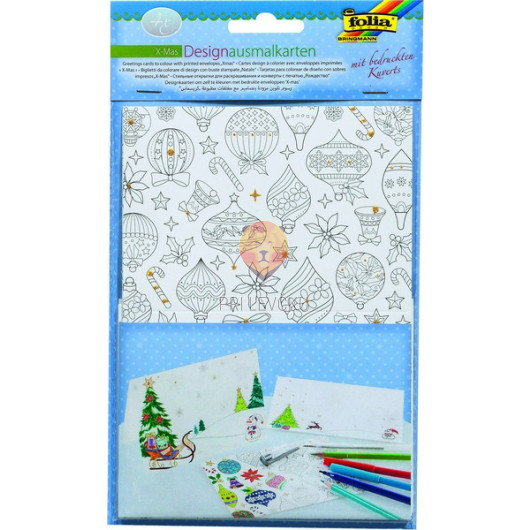 Set voščilnic pobarvank s kuvertami X-mas 4 kosi