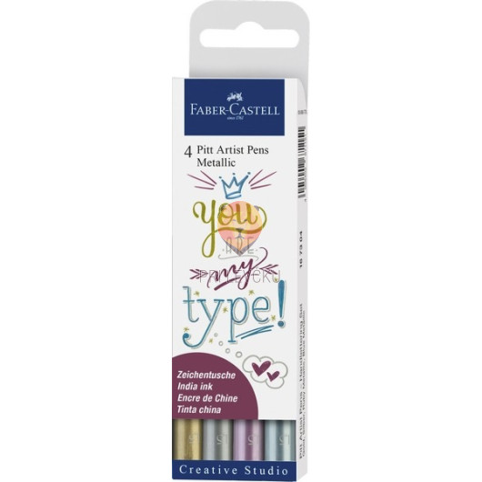 Pigmentiran tuš Metallic Set Faber-Castell Pitt Artist Pen 4 kosi 