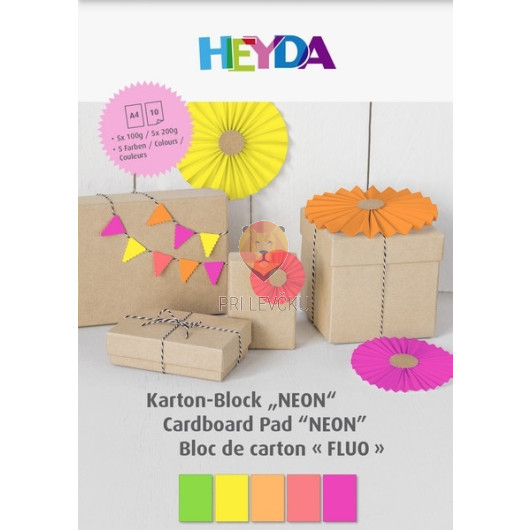 Barvni papir Neon v bloku A4 5 barv 10 listov