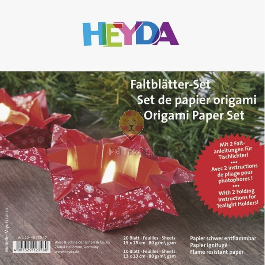 Origami papir Lucia rdeč 15x15cm 30 listov