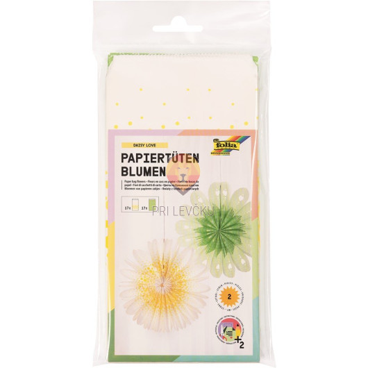 Set papirnatih vrečk za izdelavo 2 papirnatih Rož Daisy Love