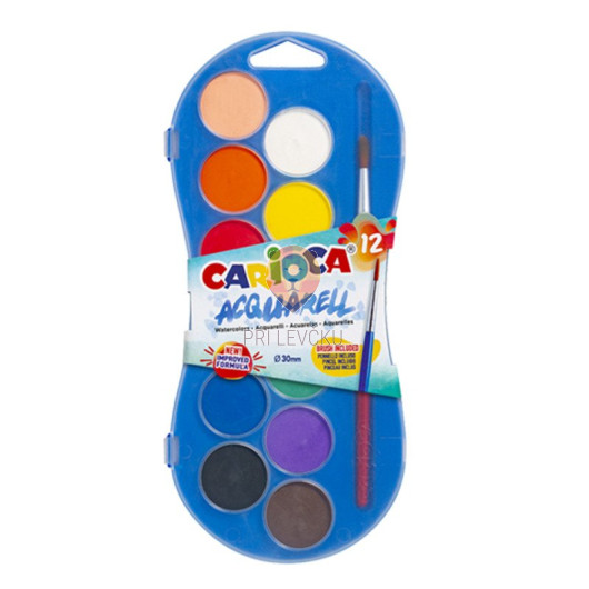 Vodene barve Carioca 12 barv + čopič