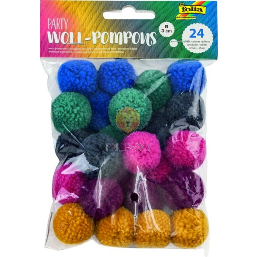 Pom pom cofki Party v volnenem izgledu 3cm 24 kosov