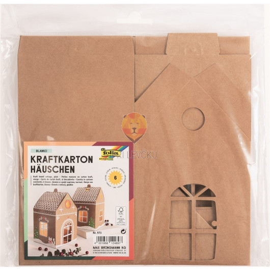 Set za izdelavo 6 zimskih hišk iz kraft kartona (prednarezano)