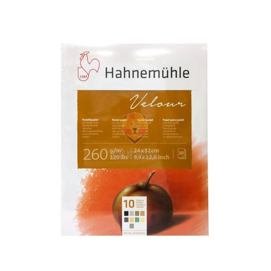 Barvni velour papir za oljne pastele 260g, 24x32cm, v bloku 10/1