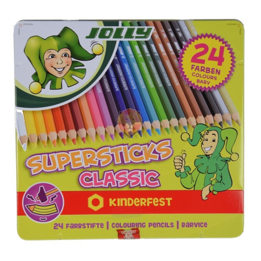 Barvice Jolly Kinderfest v kovinski embalaži 24 kosov 