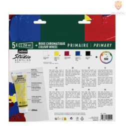 Set akrilnih barv STUDIO ACRYLICS 5 kosov po 250ml in barvno kolo