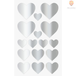 Nalepke za dekoracijo Srčki srebrni 17-37mm 64 kosov