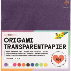 Origami transparentni papirji 15x15cm 500 listov 