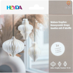 Obeski iz satovja – beli, 3 kosi (oblike kapljic, višina 10 cm)