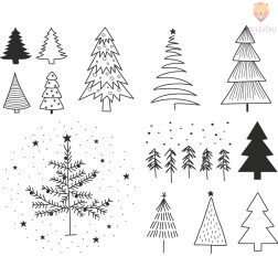 Set lesenih štampiljk smrečice 13 kosov