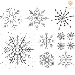 Set lesenih štampiljk Snežinke 11 kosov