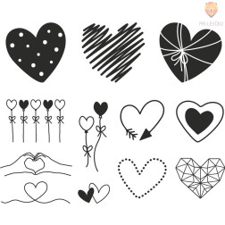 Set lesenih štampiljk srčki 12 kosov