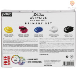 Primarni set akrilnih barv STUDIO ACRYLICS 5x100ml + barvno kolo