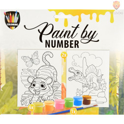 Pobarvanka po številkah Tiger in dinozaver set
