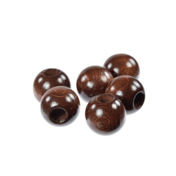 Lesene perle okrogle za makrame temno rjave 25x24mm 6 kosov