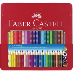 Akvarelne barvice Faber-Castell Grip v kovinski škatli 24 kosov 