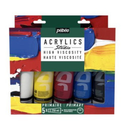 Set akrilnih barv STUDIO ACRYLICS 5 kosov po 250ml in barvno kolo