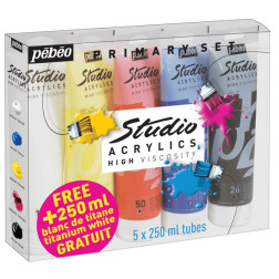Primarni set akrilnih barv STUDIO ACRYLICS 5x250ml