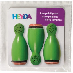 Lesene štampiljke figurice Smeški zeleni 3 kosi
