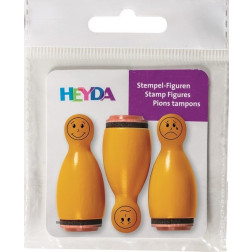 Lesene štampiljke figurice Smeški oranžni 3 kosi
