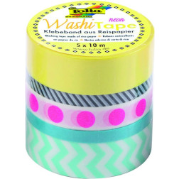 Set washi lepilnih trakov Neon Pink 5 kosov