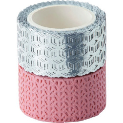 Washi dekor lepilni trak Srebrna in Roza 2x5m
