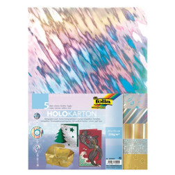 Hologramski karton v setu 25x35cm različne barve 5 kosov