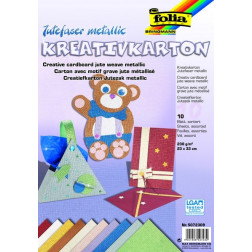 Reliefni Metallic karton vzorec jute barvni miks 23x33cm 10 listov 