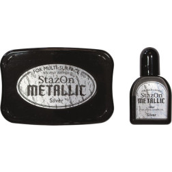 Blazinica za štampiljke StazOn Metallic - srebrna, 1 kos
