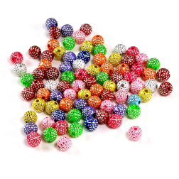 Perle barvni mix z bleščicami 8mm 20g