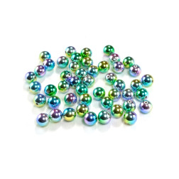 Perle plastične kovinski izgled okrogle mavrične 12mm 40g