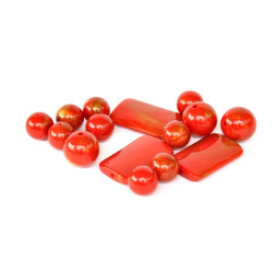 Perle akrilne mix 52, rdeči mix različnih oblik 50g