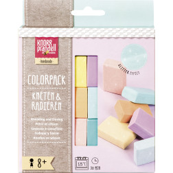 Set modelirne mase za izdelavo radirk ZGNETI IN RADIRAJ Pastel z bleščicami 6x20g