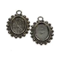 Ovalni medaljon filigranski 20 x 25 mm, 2 kos