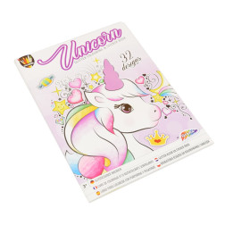 Otroška pobarvanka z bleščicami in nalepkami 32 motivov Samorog