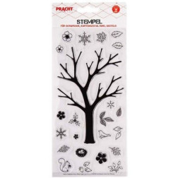 Set prozornih silikonskih štampiljk Tree 23 kosov