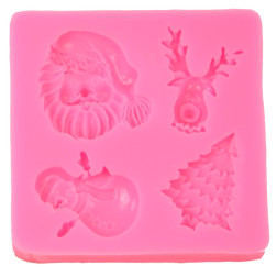 Silikonski kalup 4 novoletni motivi 7,2x7,2cm 1 kos