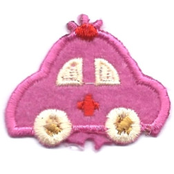 Našitek samolepilni - Rešilni avtomobilček ciklamni 4,5 cm x 3 xm 