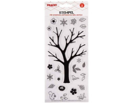 Set prozornih silikonskih štampiljk Tree 23 kosov